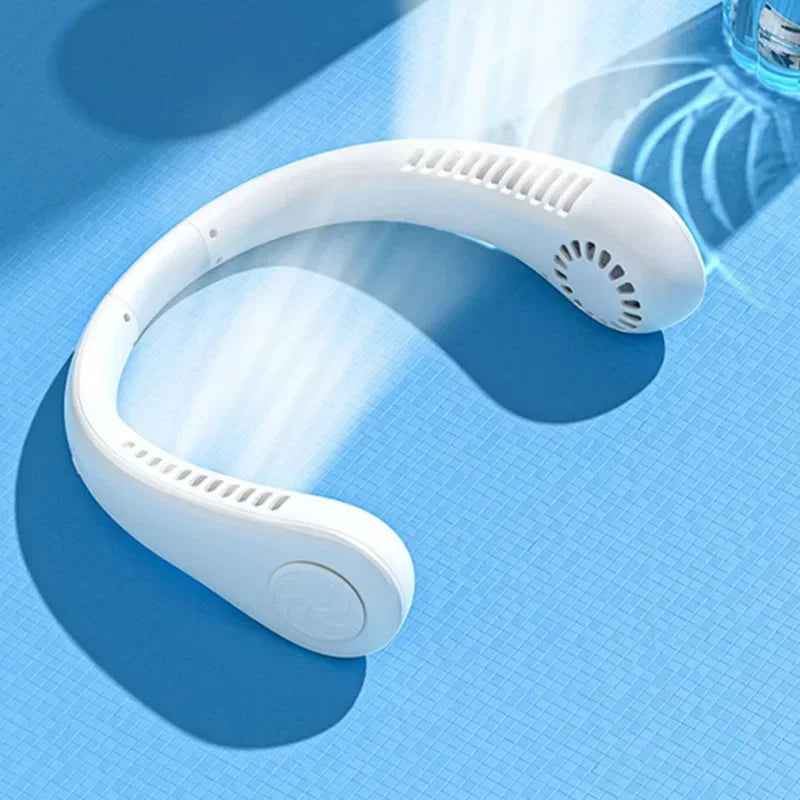 Portable Mini Home Summer Air-Cooled Neck Hanging Fan for Outdoor Sports, Running, Travel without Blades, Wearable USB Neck Stra