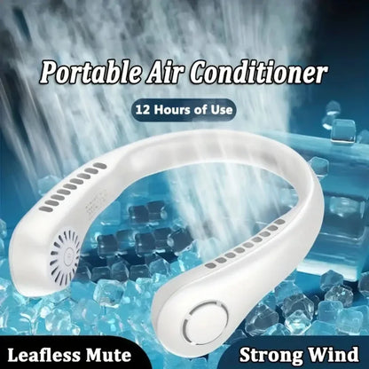 Portable Mini Home Summer Air-Cooled Neck Hanging Fan for Outdoor Sports, Running, Travel without Blades, Wearable USB Neck Stra