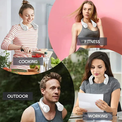 Portable Mini Home Summer Air-Cooled Neck Hanging Fan for Outdoor Sports, Running, Travel without Blades, Wearable USB Neck Stra