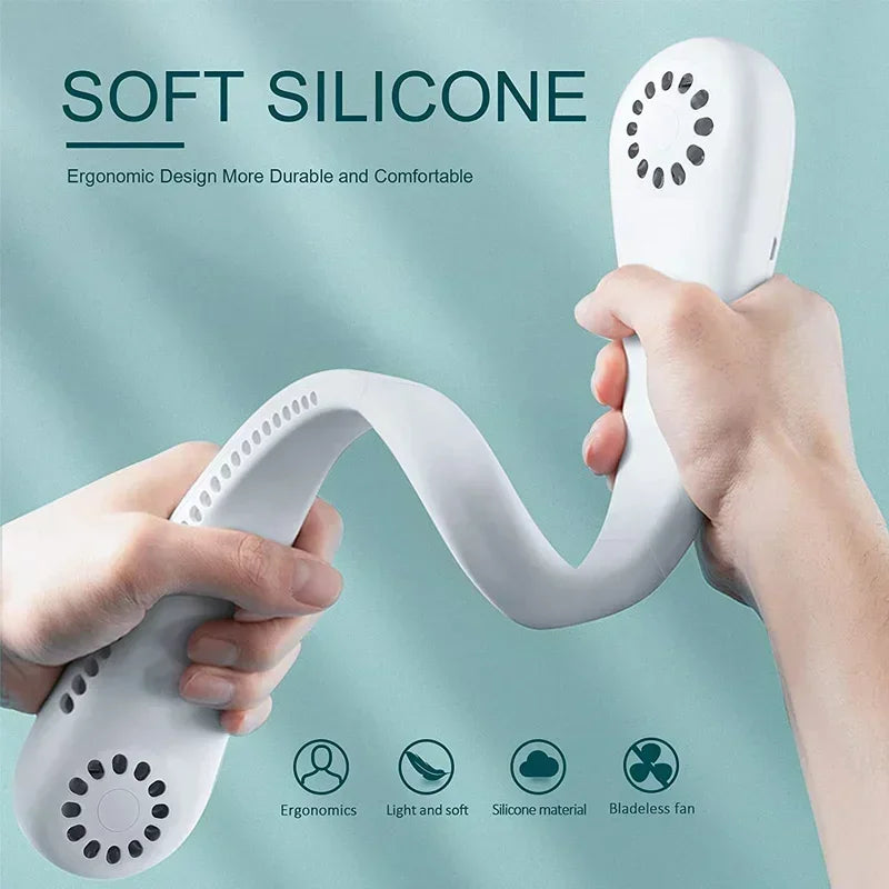 Portable Mini Home Summer Air-Cooled Neck Hanging Fan for Outdoor Sports, Running, Travel without Blades, Wearable USB Neck Stra