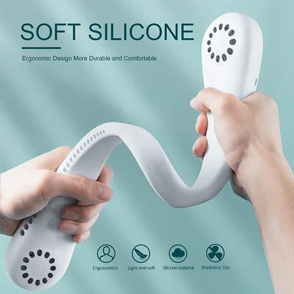 Portable Mini Home Summer Air-Cooled Neck Hanging Fan for Outdoor Sports, Running, Travel without Blades, Wearable USB Neck Stra